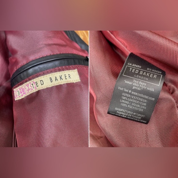 Size 3 Ted Baker Leather Motorcycle Cafe Racer Style Jacket Soft Sheepskin - Picture 4 of 4